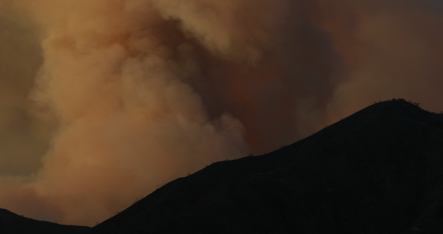 Intense smoke rises from the second Ranch fire in the San Gabriel Mountains above Azusa, California.
