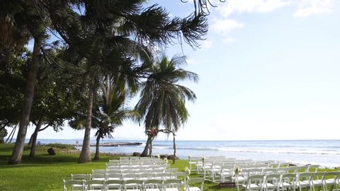 Wedding Ceremony Venue Ocean Decor Gimbal Shot Tropical Wedding