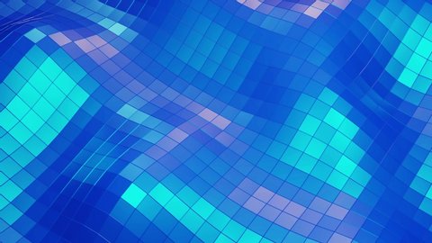 stylish creative abstract low poly background in 4k. Abstract waves move on glossy surface in loop. Smooth soft animation. Simple minimalistic geometric bg. Blue color