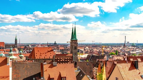 Panoramic Time-lapse view of the city of Nuremberg in Bavaria, Germany.