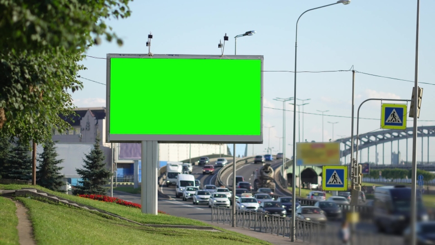 Billboard in the city near the road, Mockup for advertising. Royalty-Free Stock Footage #1057555204