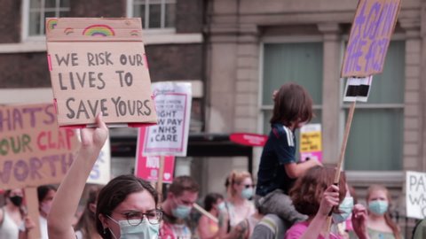 London / United Kingdom (UK) - 08 08 2020: Protesters at NHS Rally