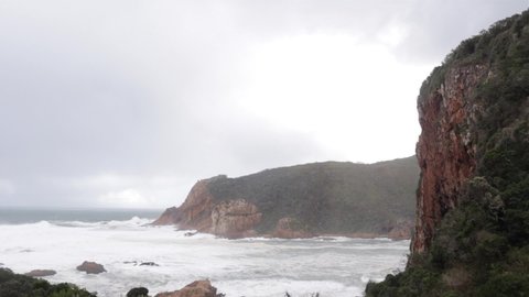 Windy overcast scene at river bar and the Heads at Knysna South Africa