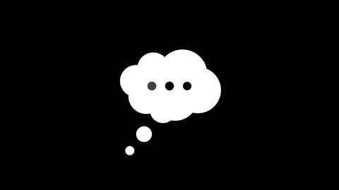 A simple thought bubble popping up with loading dots while someone thinks or writes a message