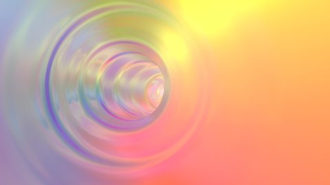 Fly in Shiny Reflective Rainbow Endless Tunnel Abstract Tube Waves - 4K Seamless Loop Motion Background Animation