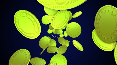 Falling Golden Coins Animation, Business Concept, Background, Rendering, Loop, 4k
