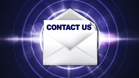 CONTACT US Text in eMail Letter, Loop, 4k
