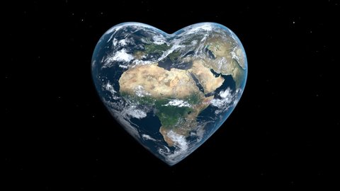 Heart shaped planet Earth from orbit, elements of this video provided by NASA.
