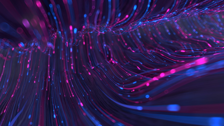 Optical fiber blue and pink neon color. Digital data transfer design. 3D render seamless loop animation | Shutterstock HD Video #1057595014