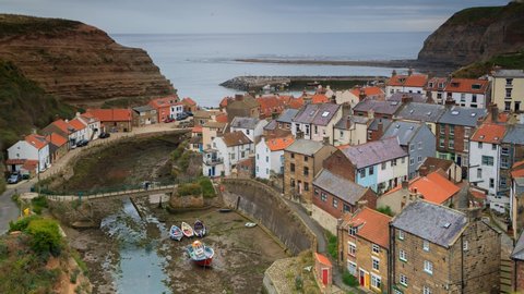 Timelapse of Staithes a small fishing village near to Scarborough, North Yorkshire. UK
