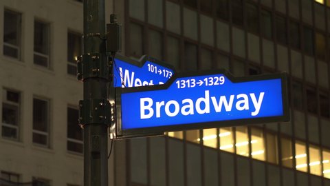 Broadway and West Street Sign In New York City in 4K Slow motion 60fps