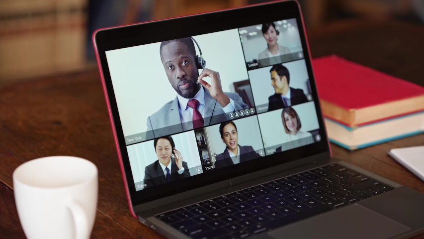 Video conference concept. Telemeeting. Videophone. Teleconference. Royalty-Free Stock Footage #1057601338