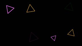 Abstract seamless pattern neon sign animation blinking of triangle on black background.Shining and illuminated neon light geometric shape using for dj or vj