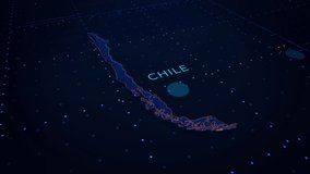 3d render of Chile map. Camera flying through digital space. - Powered by Shutterstock - Get 15% off with code: PIKWIZARD15
