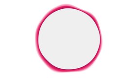 Round border frame. Circular waves in material pink colors on white background. Seamless loopable footage. Abstract video.