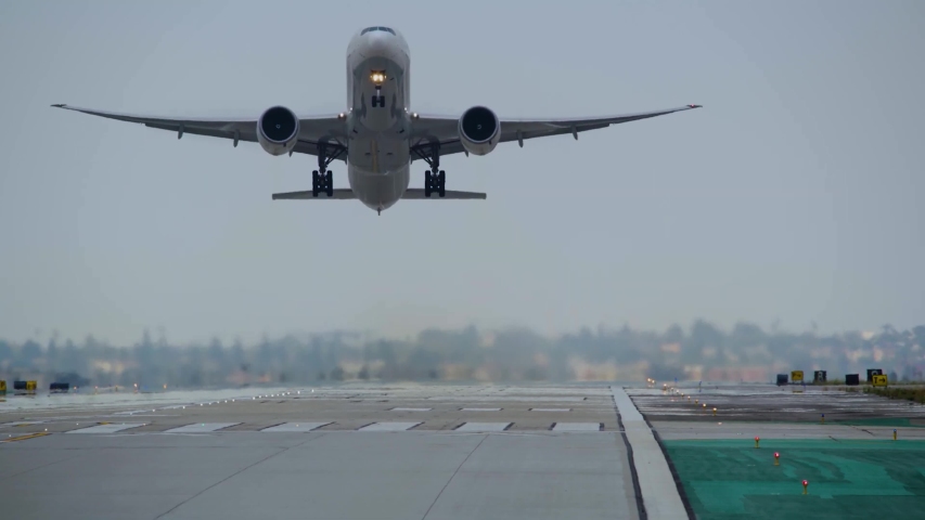 Airplanes Take Off from in slow motion stock video