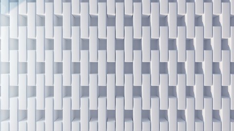 Abstract 3D white cubes moving. White wall background animation. 4k seamless loop footage. Business backdrop.