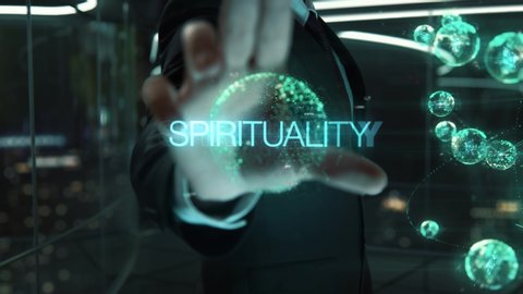 Businessman with Spirituality hologram concept