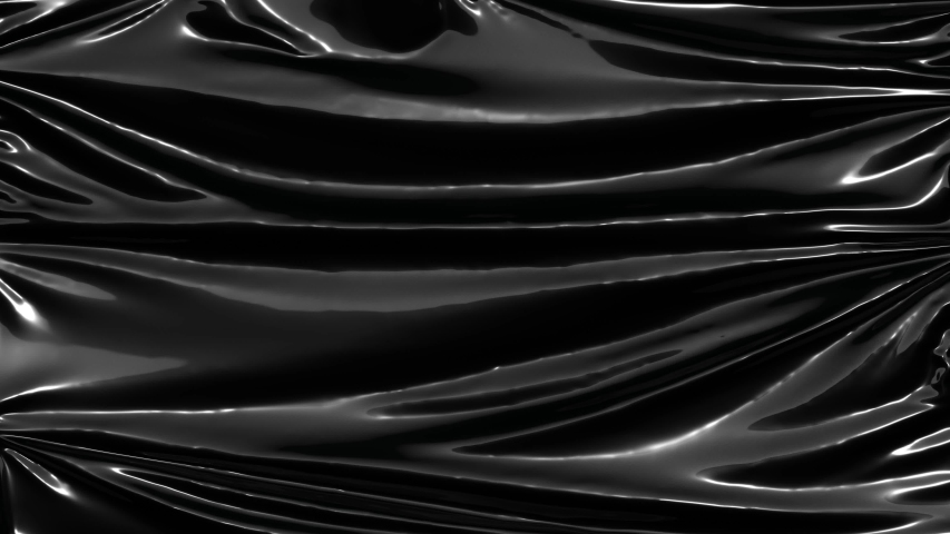 Blank black crumpled plastic foil wrap overlay mockup, looped switch, 4k video, 3d rendering. Cellophane folia on wind distortion. Clear dark polythene pattern background template. Royalty-Free Stock Footage #1057634401