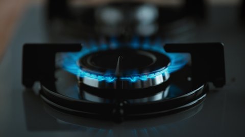 Light A Gas Cooker Manually With Match Slow Motion.