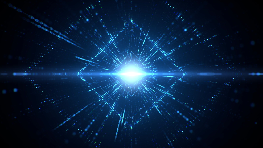 Abstract technology background with glitter particle motion in a cyber space. Rhombus shape tunnel texture for futuristic digital data transfer concept. Seamless loop. | Shutterstock HD Video #1057638910