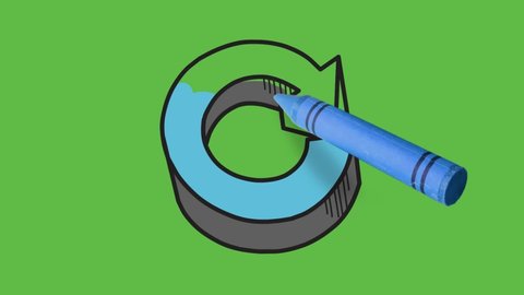 drawing an 3d arrow in circle blue color on green background