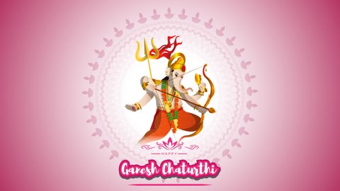 VECTOR ILLUSTRATION FOR INDIAN LORD GANESHA FESTIVAL HAPPY GANESHA CHATURTHI WITH WRITTEN  TEXT MEANS "HAPPY GANESH CHATURTHI". 
