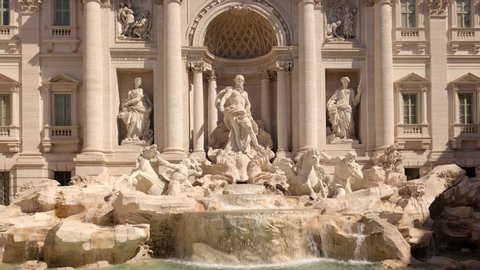 Fontana di Trevi, Trevi Fountain in Rome. The Trevi Fountain is the largest Baroque fountain, is one of the most famous landmark in Rome. Looped video
