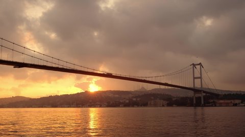 Bosphorus Bridge at sunrise in Istanbul, Turkey