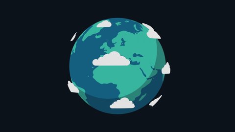 Spinning Earth. Animation of planet Earth. animation with optional luma matte. Alpha Luma Matte included.