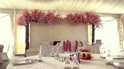 Event decor in interior tables and decorations