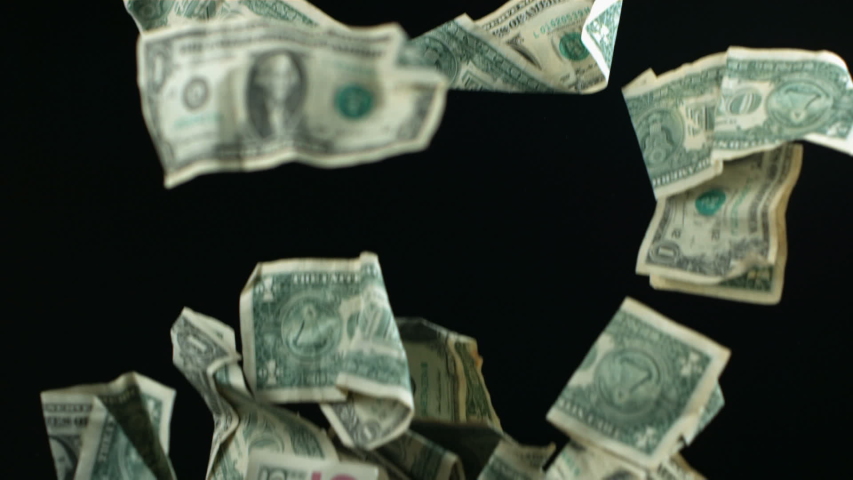Slow Motion Falling Money Dollars ,
win , rich  , Profits , jackpot
black background 
 | Shutterstock HD Video #1057692937