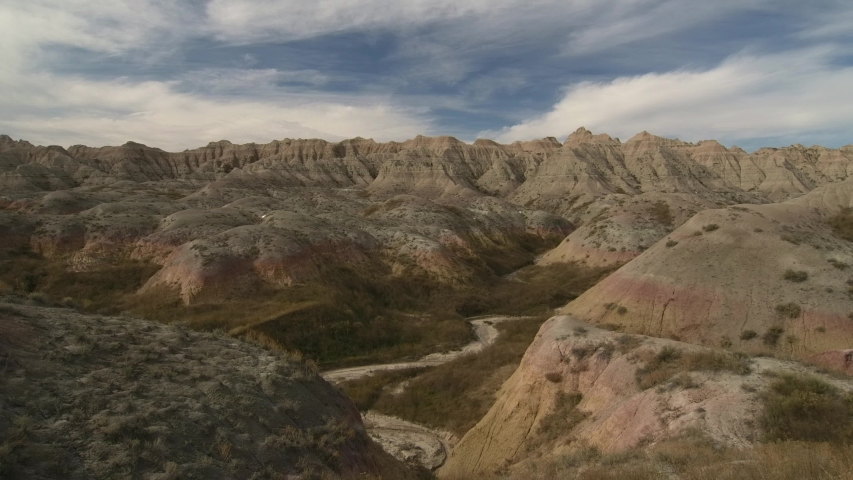 Badlands National Park in Summer Erosion Landform Topography Gully Drainage
