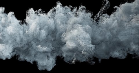 4K Speeding ball of magic smoke for overlay on other footage. Powder, fluid simulation with wind turbulence. abstract cloud and wispy formation. 3D render