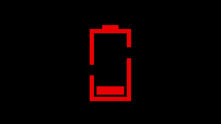Animated red low battery icon on black transparent background. Loop. Royalty-Free Stock Footage #1057705015