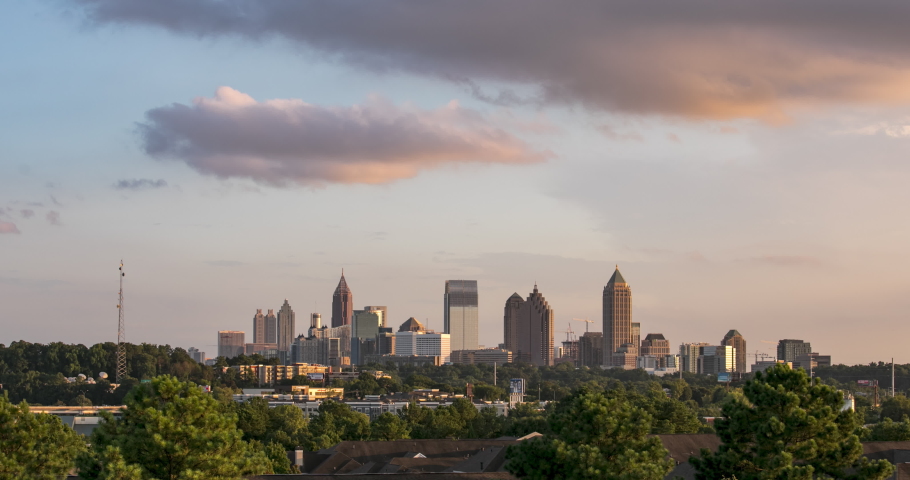Day to night timelapse of Atlanta sklyine from Buckhead