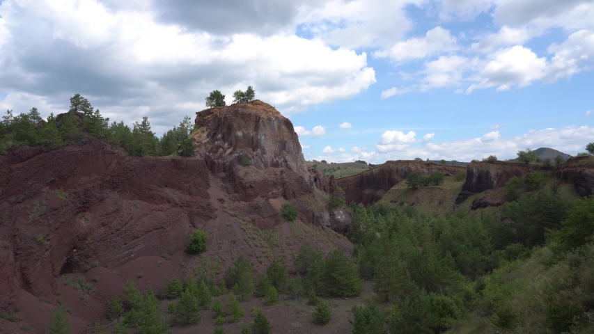 Timelapse of volcanic crater in Racos village, Brasov county, Romania