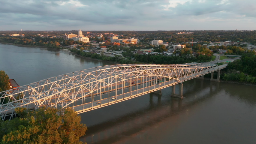 Traffic moves across the US Highway 63 Bridge into and out of the Missouri State capital city