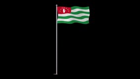 4K 60fps National Animated Sign of Abkhazia with alpha, Animated Abkhazian flag, Abkhazian Flag waving, Abkhazia flag waving in the wind. National flag of Abkhazian animated.