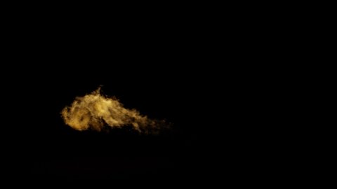 A lengthy spurt of blaze from right to left eventually tapering away on dark background, shot in 4k at 120fps from the ignite collection - Fire VFX Video Element.