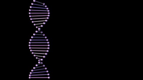 DNA strand spinnnig on a black background.