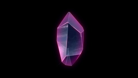 Dark crystal with pink edges glow 3D render rotating isolated 2k loop