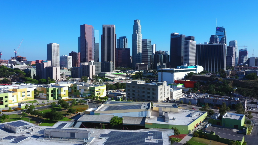 Downtown Los Angeles Skyline On Stock Footage Video (100% Royalty-free