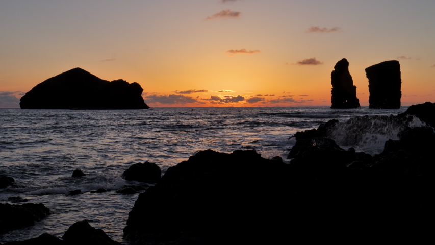 Beautiful sunset over the rocks.