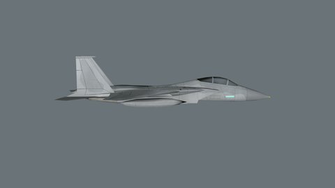 4K Realistic rotating fighter jet animation.Army jet loop 