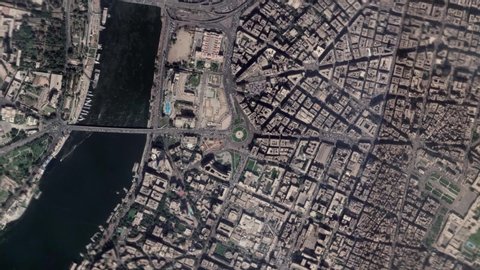 Zoom in from space and focus on Egypt Cairo. 3D Animation. Background for travel intro. 