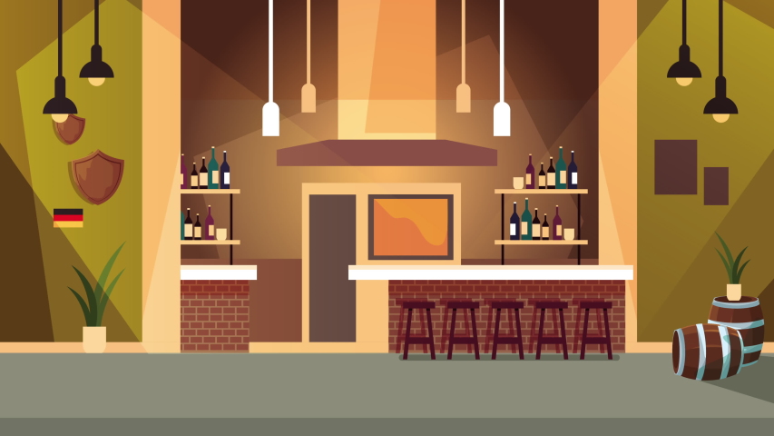 oktoberfest celebration animation with german men drunks drinking beers in bar ,4k video animated