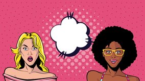 pop art style animation with interracial girls ,4k video animated - Powered by Shutterstock - Get 15% off with code: PIKWIZARD15
