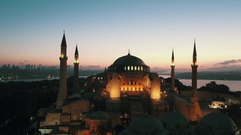 Hagia Sophia mosque sunrise and sea view