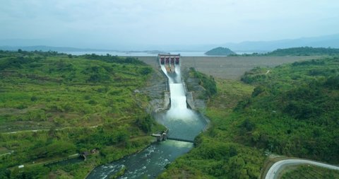 Established Aerial View of Jatigede Dam, The Second Largest Dam in Indonesia